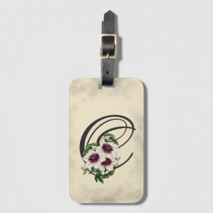 Initial C, Vintage Clematis Luggage Tag