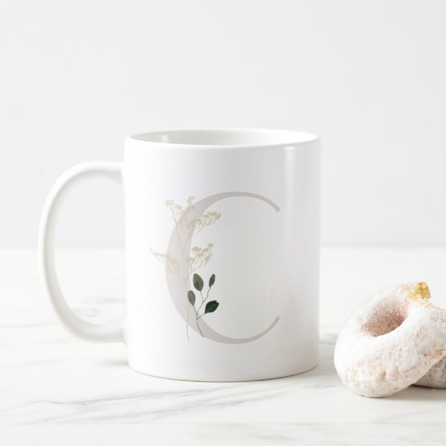 Initial C With Soft colour flower Coffee Mug (With Donut)