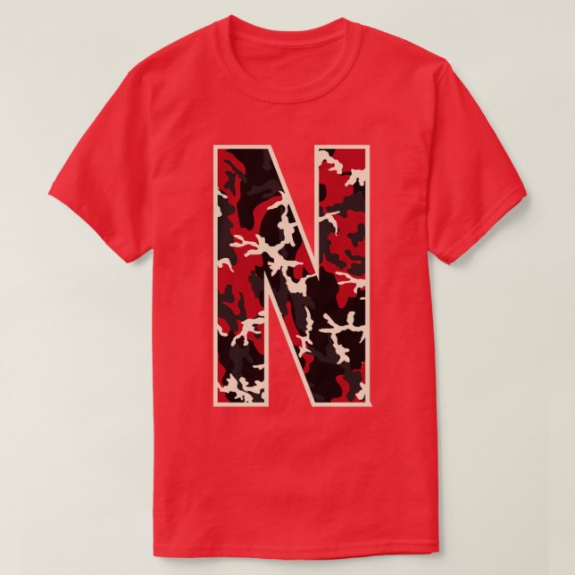 Initial Capital Letter N Camo Alphabet Gift Women  T-Shirt (Design Front)