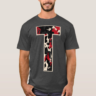 Initial Capital Letter T Camo Alphabet Gift Women T-Shirt