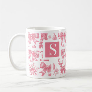 Initial Christmas Mug, Personalised Monogram  Coffee Mug