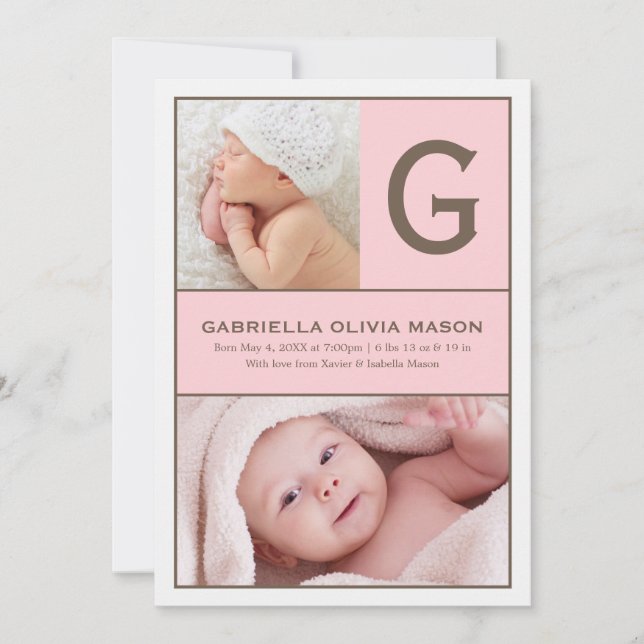 Initial Collage | Pink Announcement (Front)