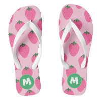Initial Colourful pretty strawberry in pink patter