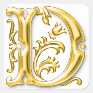 Initial D Capital Letter Sticker in Gold