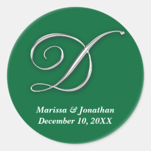 Initial D green monogram custom name favour seal