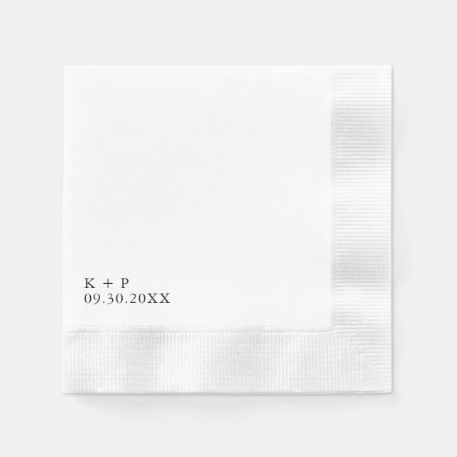 Initial + Date Cocktail Napkin (Front)