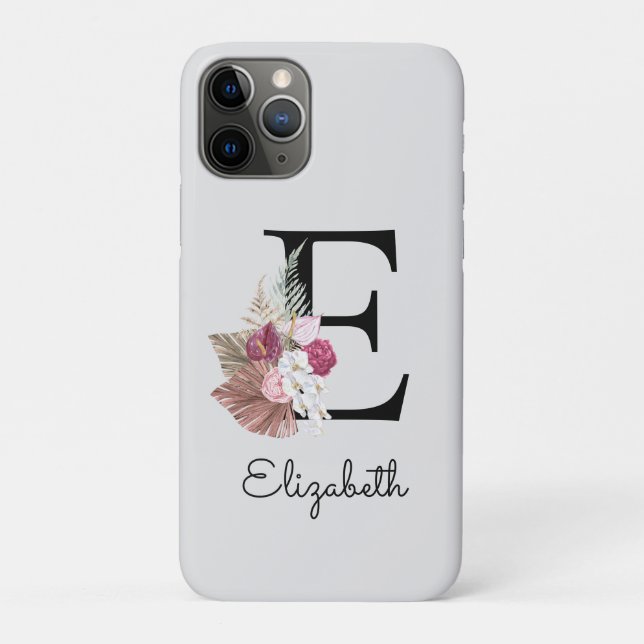 Initial E Modern Pink Floral Case-Mate iPhone Case (Back)