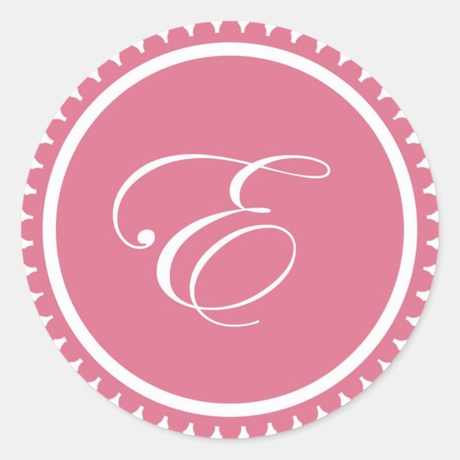 Initial E princess pink monogram seal party favour (Front)