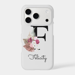 Initial F Monogrammed Pink Boho Floral