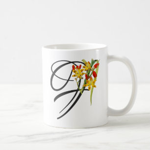 Initial F, Vintage Falling Stars Coffee Mug