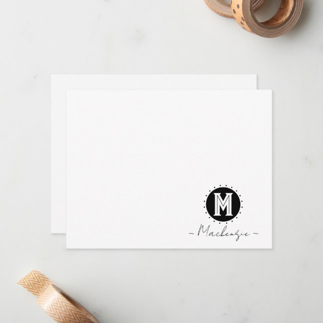Initial Family Name Monogram Circle Card (Front/Back In Situ)