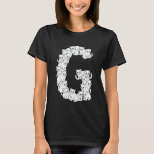 Initial G Capital Letter Funny Cat Lover Feline Ki T-Shirt
