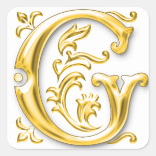 Initial G Capital Letter Sticker in Gold