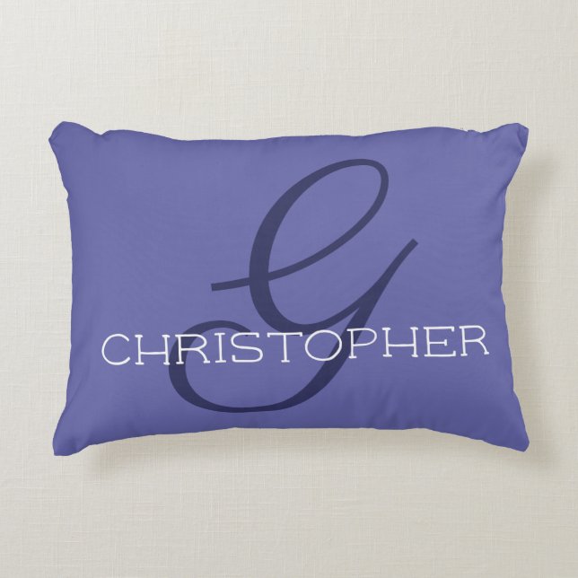 Initial G Custom Name Very Peri Blue Periwinkle Decorative Cushion (Front)