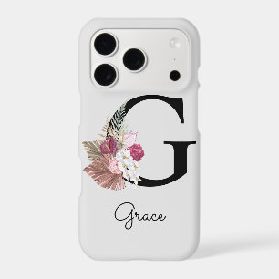 Initial G Monogram Pink Boho Girly Floral