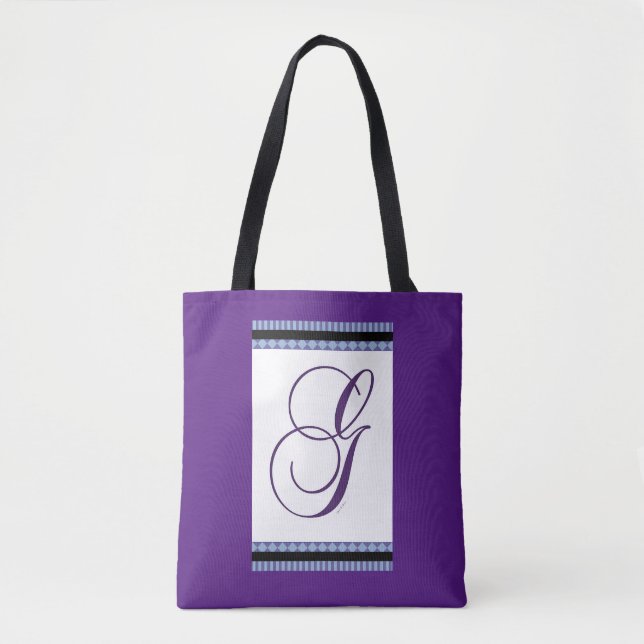 INITIAL G MONOGRAM PURPLE TOTE BAG (Front)
