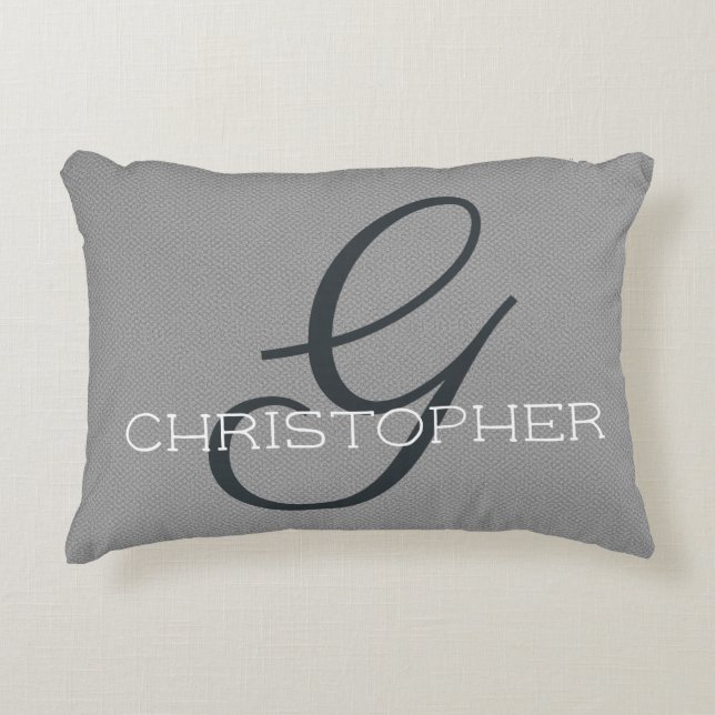 Initial G Personalised Name Black White Grey Decorative Cushion (Front)