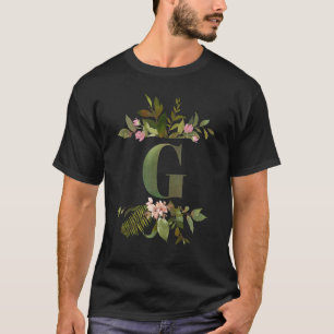 Initial G Pretty Floral Botanical Monogram For He T-Shirt