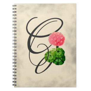 Initial G, Vintage Geranium Notebook