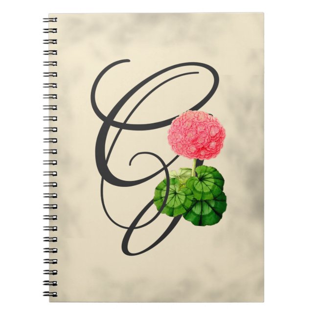 Initial G, Vintage Geranium Notebook (Front)