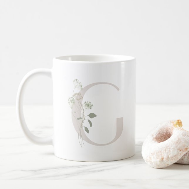 Initial G With Soft colour flower Coffee Mug (With Donut)