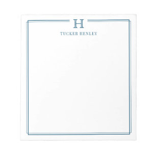Initial Gift for Men Office Stationery Navy Blue Notepad