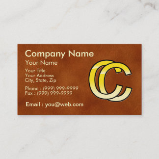 initial gold C and C on leather bottom Business Card