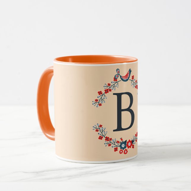 Initial grey monogram on bisque colour  mug (Creator Uploaded)