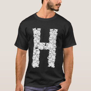 Initial H Capital Letter Funny Cat Lover Feline Ki T-Shirt