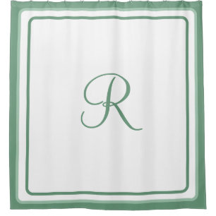 Initial Hotel Chic Monogrammed Simple Sage Green Shower Curtain