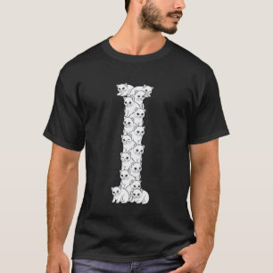 Initial I Capital Letter Funny Cat Lover Feline Ki T-Shirt