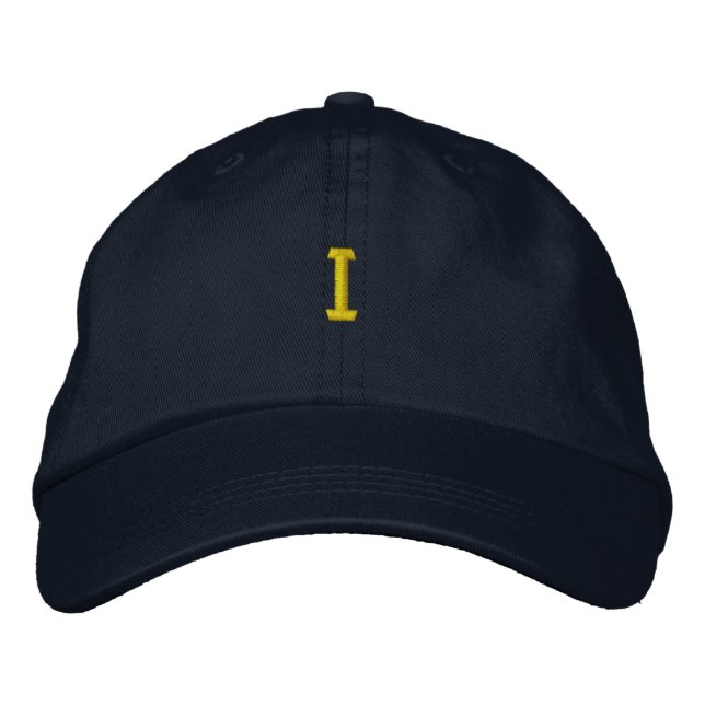 Initial I - Letter Character Monogram-Hat style Embroidered Hat (Front)