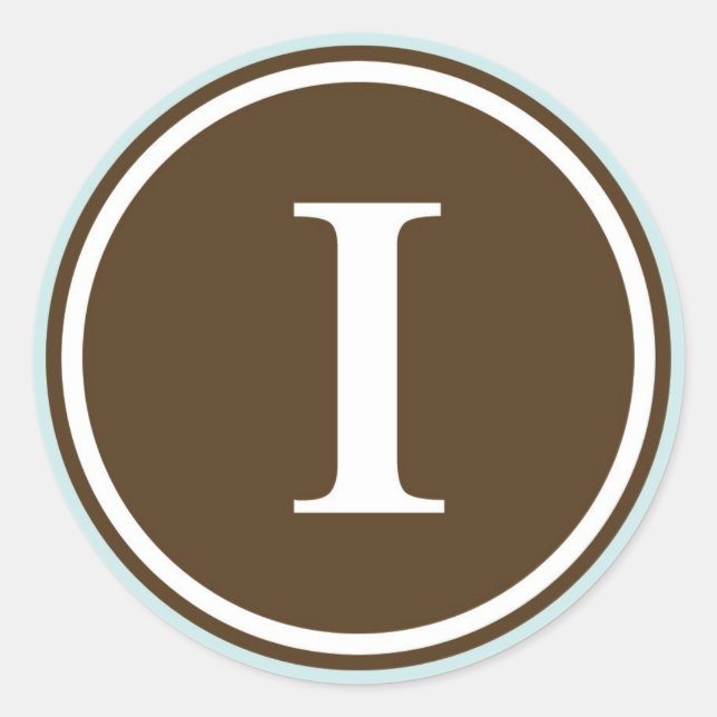 Initial I monogram circle letter seal party favour (Front)