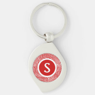 Initial in Red Key Ring