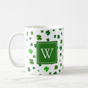 Initial Irish Shamrock Initial Monogram Coffee Mug