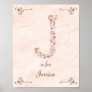 Initial J Baby Name Monogram Art Print