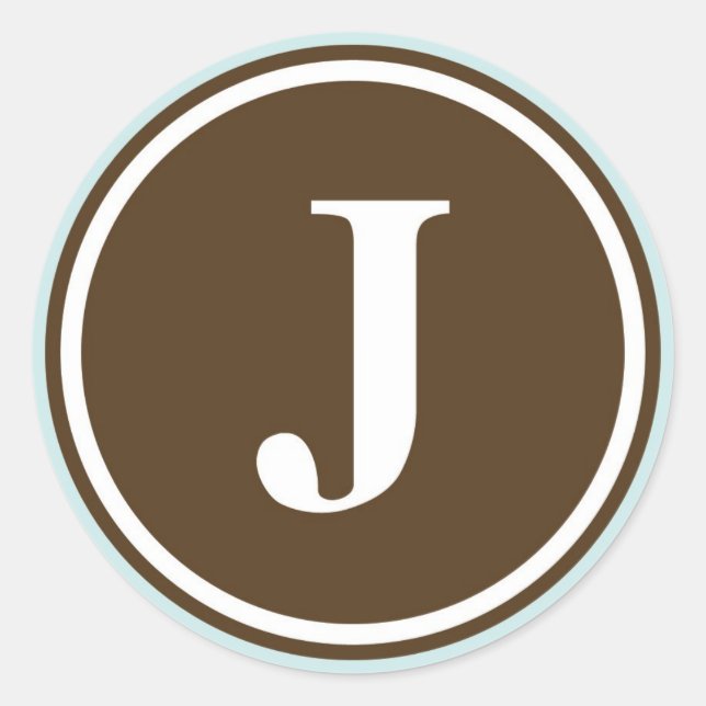 Initial J monogram circle letter seal party favour (Front)