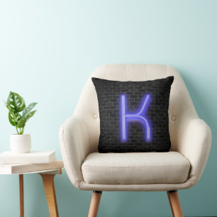 Initial K In Neon Marquee On Brick Cushion