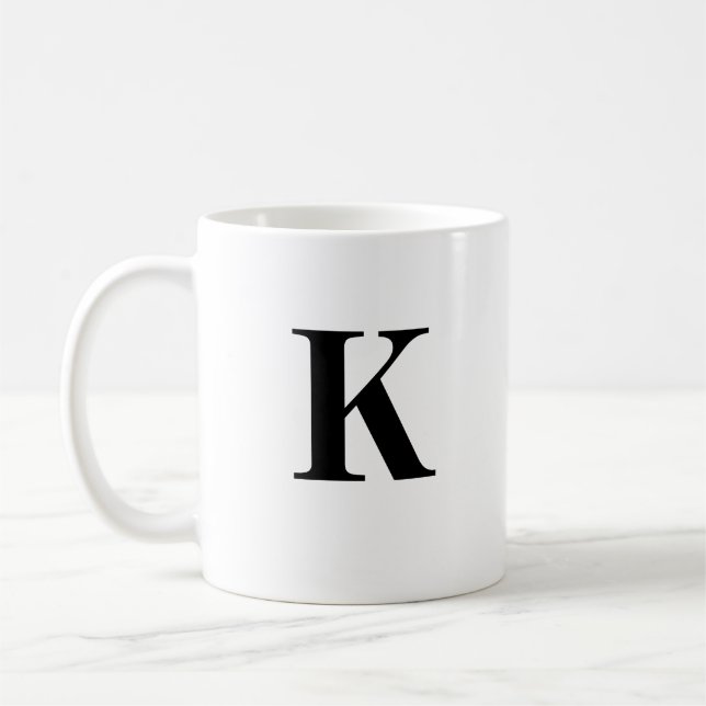 Initial K & Personalised Name Coffee Mug (Left)