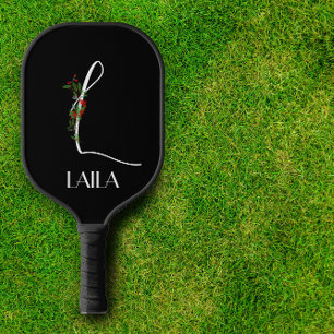 Initial L calligraphy monogram flower Pickleball Paddle
