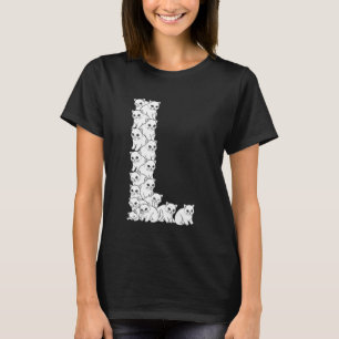 Initial L Capital Letter Funny Cat Lover Feline Ki T-Shirt