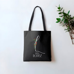 Initial L monogram watercolor red teacher Tote Bag