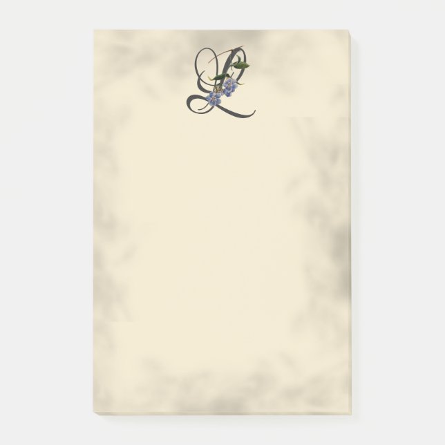 Initial L, Vintage Laurel Clockvine Post-it Notes (Front)