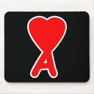 Initial Letter A Heart Love Valentines Day Matchin Mouse Pad