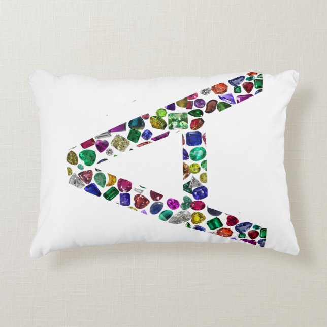 Initial Letter A in Gemstone Floral Design Decorative Cushion (Front)