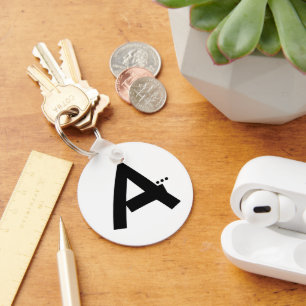 Initial letter A Monogram Modern Keychain
