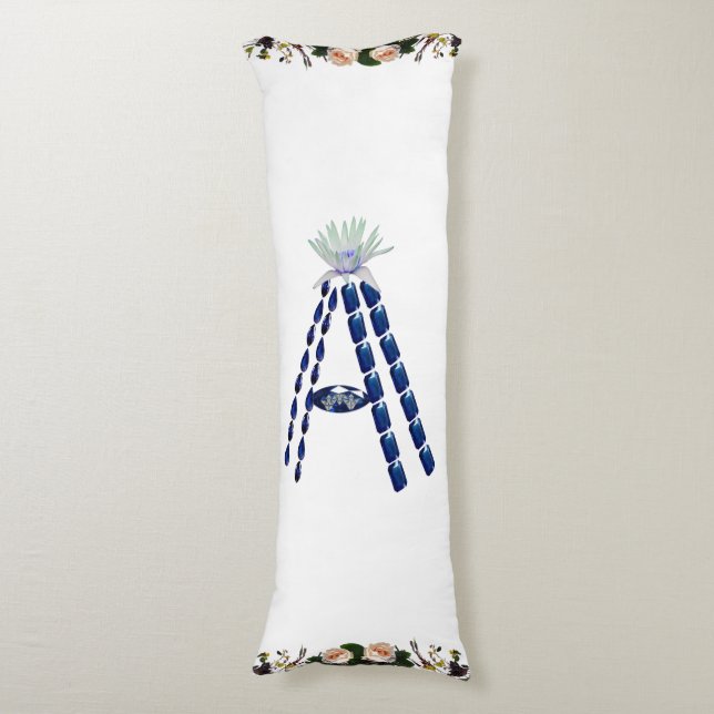 Initial Letter A, Monogram Modern Stylish Trendy Body Cushion (Front Vertical)