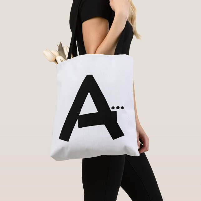 Initial Letter A Monogram Tote Bag (Close Up)