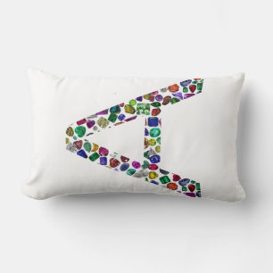 Initial Letter A with Gemstone Floral Monogram Lumbar Cushion