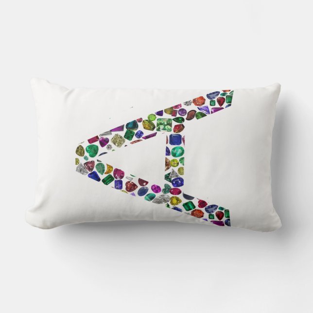 Initial Letter A with Gemstone Floral Monogram Lumbar Cushion (Front)
